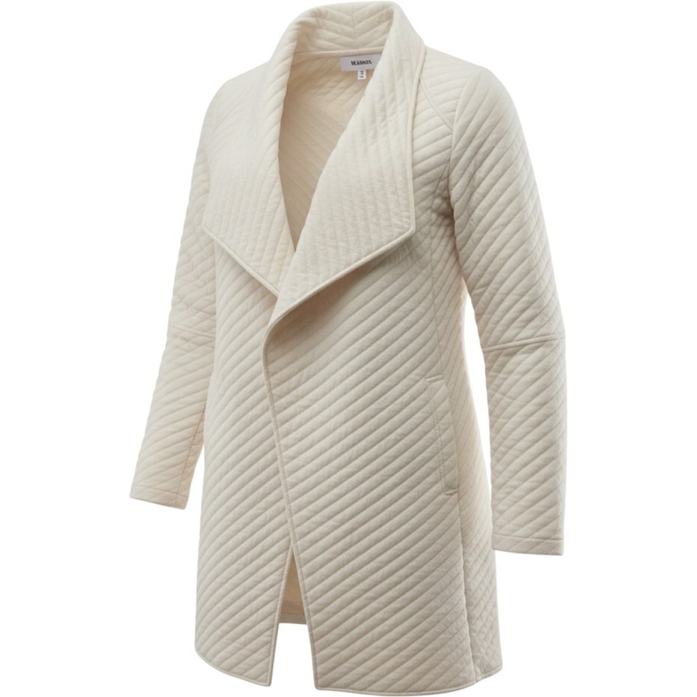 BB Dakota Coat Womens M Cream Quilted Draped Open Front Cardigan Jacket Ivory